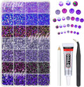 28 Types Purple Jelly Resin Rhinestones w B7000 Jewelry Glue for Bedazzling Crafting 3-6mm Flatback Stones Gems Diamonds Charms for Nails Face Eyes Makeup Crafts Tumblers Bottles Clothes Shoes
