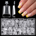 LoveOurHome 600pc French Coffin Nail Tips Clear Fake Nails Medium Coffin Gel Nail Tips Half Cover Acrylic Nails Clear Press Nail 15 Sizes False Fingernail for Gel Nail Tip Extension