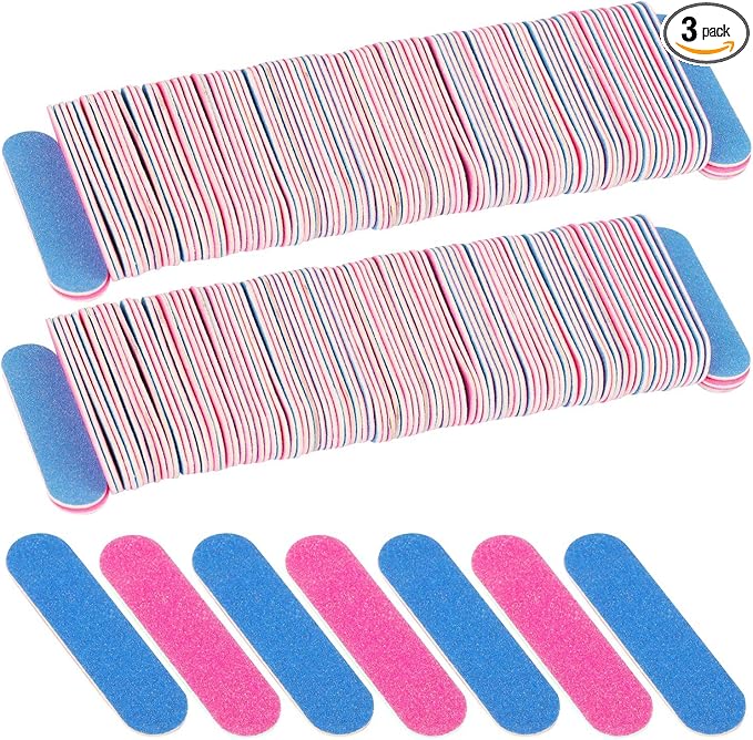 300 Pcs Mini Nail Files Double Sided Emery Boards Small Disposable Nail Files Bulk Manicure Pedicure Tools for Men, Women, Kids- 2 Inch
