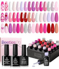 Beetles Pink Gel Polish Set Spring 20 Colors Hot Pink Alluring Sweetie Collection Nude Purple Glitter Red Uv Gel Manicure Kit with Base Glossy and Glitter Top Coat Gifts for Women