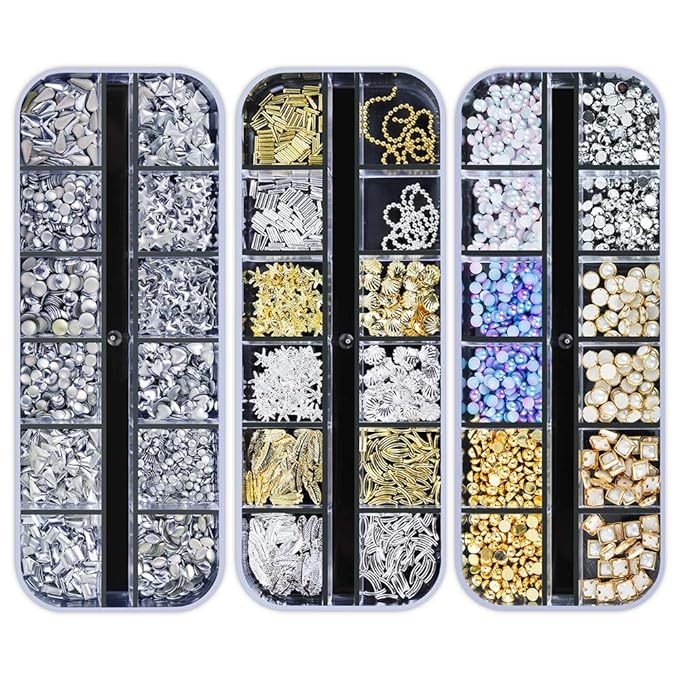 Artdone 12 boxes Nail Rhinestones,Nail Gems Nail Diamonds,Nail Art Studs Nail Crystals Nail Sequins for Nails Kit with 1 Tweezers and 3 Pen for Nail Art Supplies Accessories……