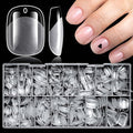 LoveOurHome 600pc Extra Short Squoval Nail Tips Clear Fake Nails XS Short Round Square Gel Nail Tips Full Cover Acrylic Nails Clear Press on Nails 15 Sizes False Fingernail for Gel Nail Extension