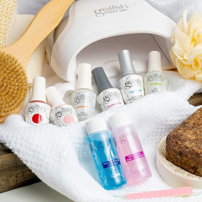 Gelish Pro Kit with Pro LED Light - Complete Manicure Set, UV/LED Nail Lamp, Gel Polishes, Essentials, Remover for Professional DIY Gel Nails At Home.
