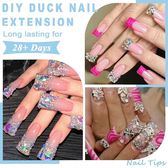 504Pcs Clear Duck Nail Tips Full Cover Long Duck Nails Tips Press On - 12 Sizes Acrylic Gel DIY Nail Extensions for Salon-Worthy Duck Shaped Manicures & Nail Art with Box