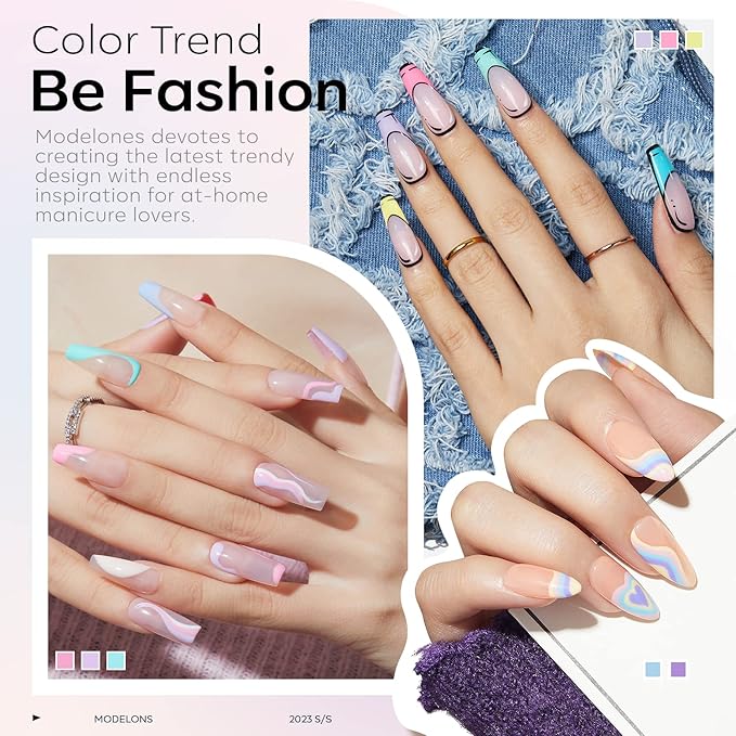 modelones Gel Nail Polish Set 6 Colors White Nude Purple Blue Gel Nail Polish Soak Off LED Manicure DIY Nail Art Salon Home Gift For Women Girl