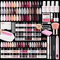 AZUREBEAUTY Dip Powder Nail Kit with Electric Nail Drill, 24 Colors Nude Pink Glitter Nail Powder Starter Kit with Dip Liquids Base Top Coat Activator Portable Manicure French Nail Art Essential Set