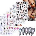 Halloween Nail Stickers for Nail Art Cute Ghost Black Cat Pumpkin 3D Self-Adhesive Nail Decals Nail Art Supplies Ghost Skull Flame Pumpkin Nails Design Manicure Stickers for Nails Decoration 6Sheets