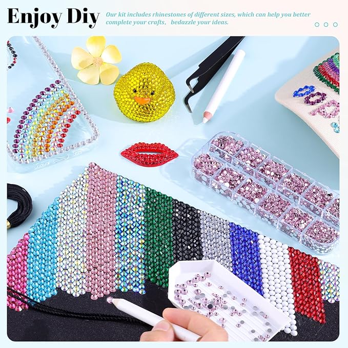 12100Pcs Resin Rhinestones for Crafting with 3Pcs 10ml B7000 Jewelry Glue, 2 Boxes Flatback Crystals Diomand (Light Pink) for Bedazzling Crafts DIY Nail Art Makeup，Non Hotfix Gems for Clothing Shoes