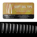 Soft Gel Curved Nail Tips, Full Cover Clear Gelly False Nail, Half Matte Acrylic Fake Nail, Press on Nail Tips Set for Extension, Home DIY Salon Manicure Nail art (Almond 3, 550PCS)