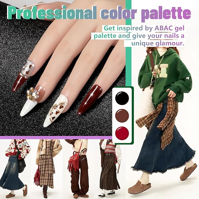 ABAC 24 Color Hema-Free Solid Gel Nail Polish,Ombre Gel Nail Polish,Pat Paint Nail Gel- Blush Pink & Midnight Blue Clump-Free Glam for Office Holidays Parties 28-Day Chip-Free All-year Essentials
