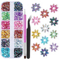 960pcs 3x6mm Horse Eye Nail Rhinestones, 12 Colors Sparkling Shiny Crystal AB 3D Flatback Gems Shiny Nail Diamonds with Tweezers and Dual-end Brush for Crafts DIY, Face Makeup Gems Jewels (10-K1)
