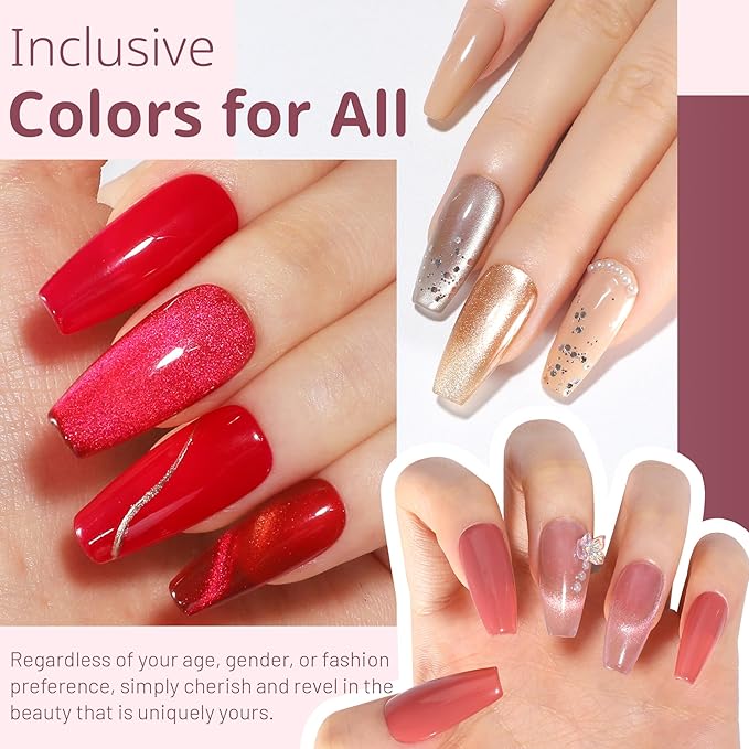 ABAC Solid Cat Eye Gel Nail Polish Palette,Hema-Free 24 Colors Pink Red Green Shimmer Cat Eye Gel Polish,Creme Gel Manicure Palette with Brush and Magnet Soak Off LED Gift for Women