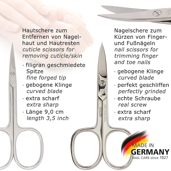 3 Swords Germany – Brand Quality 12 Piece Manicure Pedicure Grooming kit Set for Professional Finger & Toe Nail Care with Copper Synthetic Leather case - Made in Germany