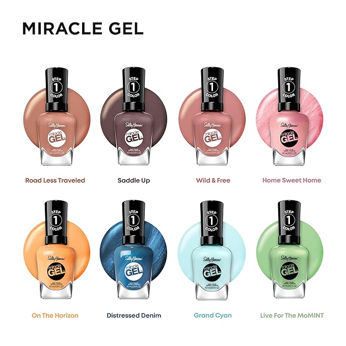 Sally Hansen Miracle Gel Salon Quality Nail Polish | Gel-Like Formula, Two-Step System, No UV Light Needed, Long Lasting | Opaque, Glossy | 668 Grand Cyan | Vibrant Blue Nail Polish