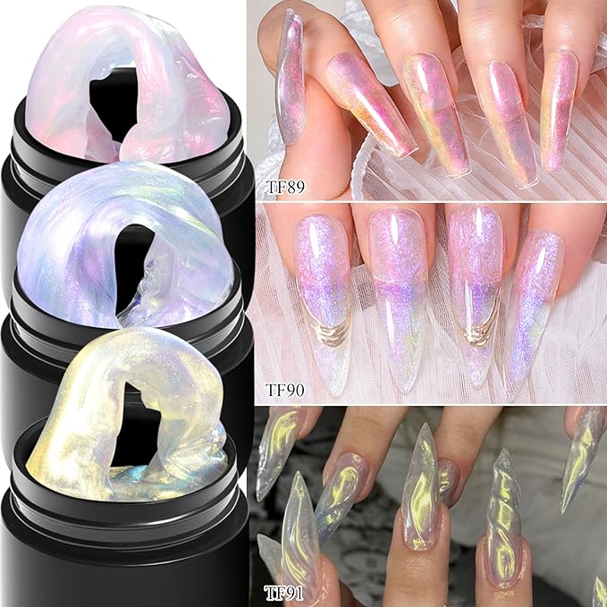 MEET ACROSS Aurora Solid Builder Gel for Nails Pink Purple Non-Stick Hand Nail Extension Gel Extension Kit Salon Gift 7PCS