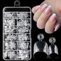 240pc French Oval Gel Nail Tips Short Fake Nails Clear Press ons Nail, Short Oval Nails Tips Acrylic Nails Extension Soft Gel Nails Tip Half Cover Round Almond False Nail Clear Artficial Fingernails