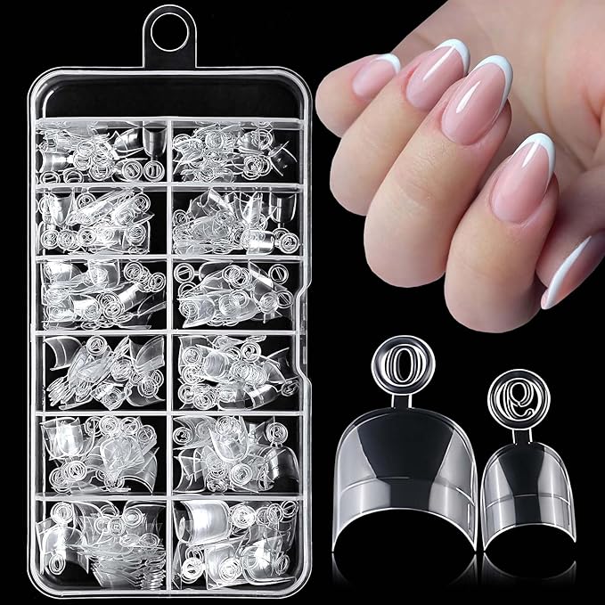240pc French Oval Gel Nail Tips Short Fake Nails Clear Press ons Nail, Short Oval Nails Tips Acrylic Nails Extension Soft Gel Nails Tip Half Cover Round Almond False Nail Clear Artficial Fingernails