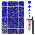 Dark Blue Crystal Resin Rhinestones w B7000 Glue for Bedazzling Crafting 2mm-6mm Sapphire Flatback Stones Diamonds Crystals Gems Bedazzler Kit for Nails Face Eyes Makeup Tumblers Bottles Crafts