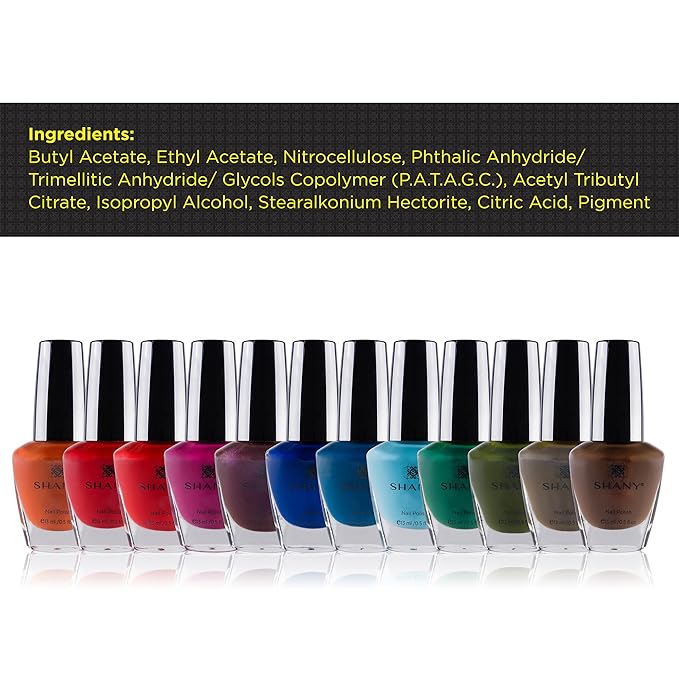 SHANY DIY Nail Polish Set - Quick Dry Nail Lacquer Kit, Vibrant & Colorful DIY Collection, Semi Glossy, Shimmery & Matte Finishes - Full Size - 12 Colors - Retro