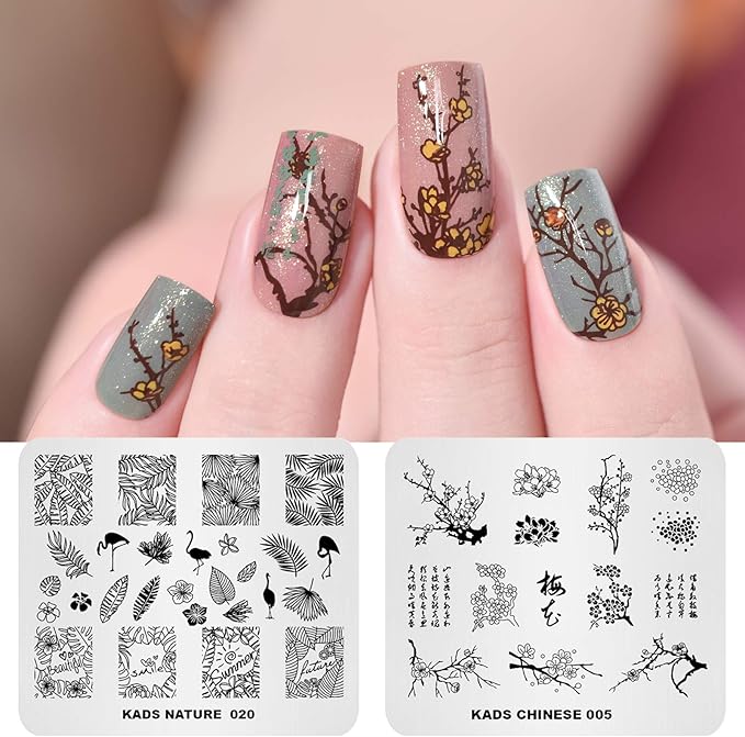 KADS 11pcs Nail Stamp Plates Set 10 Plates Christmas Snowflakes Cute Animals+ 1 Laser Symphony Storage Bag Christmas Nails Art Stamping Plate Set Leaves Flowers Animal Nail Plate Template Image Plate