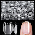 300pc Extra Short Square Gel Nail Tips Clear Fake Nail, XS Clear Press on Nails Short Square Soft Gel Nail Tips Acrylic Nails Full Cover False Nail Artificial Fingernail for Acrylic Nail Extension