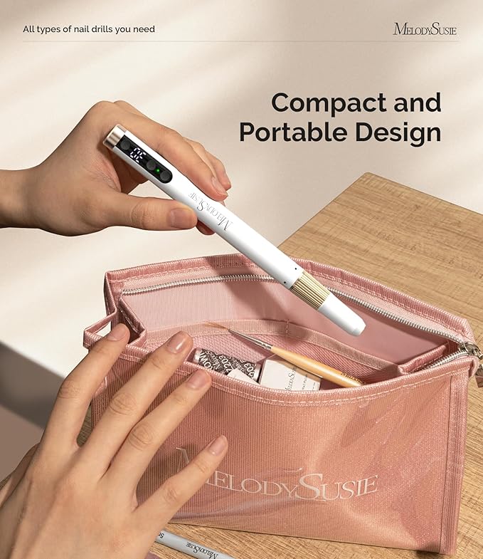 MelodySusie Pen-Shaped Ultra-Slim Cordless Nail Drill,PM180G 30000RPM Portable Rechargeable Electric File with Rotary Lock Design for All Manicure,Shaping & Acrylic Gel Removal for Advanced Home Use