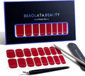 Nail Polish Strips, 32PCS Salon Quality Wraps, Long Lasting Gel Nail Stickers for Women Easy Apply& Remove (Disco Cherry Red)