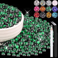 1500PCS 6mm Resin Rhinestones Bulk for Crafting (Dark Green), Flatback Bedazzling Crystals for Crafts DIY Nail Decoration, Gems Charms for Tumbler Shoes Clothing Fabric with Pickup Pen and Tweezers