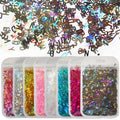 LoveOurHome 8 Colors Holographic Letter Chunky Glitter Flakes Number Shaped Confetti Sparkles Nail Sticker Manicure Decor for Resin Crafts Nails Art Makeup