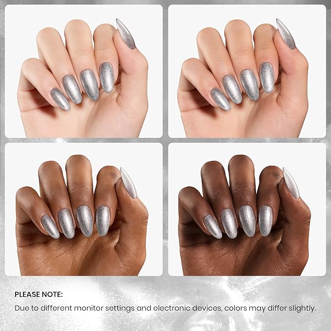 Beetles Silver Gel Nail Polish Glitter Gel Polish Shell Swirl Thread Drawing Effect Mermaid Shimmer Soak Off UV LED 15ml Gifts for Women Silver Dance Floor
