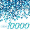 10000PCS Aquamarine Rhinestones Bulk, Flat Back Crystal Glass Stone Round Gems,SS16, 3.8-4.0mm