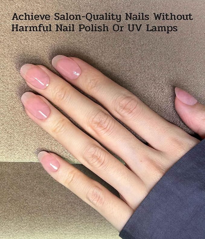 Nail Polish Strips (No UV Lamp Needed) - 22 Pcs Salon Quality Gel Nail Stickers - Long Lasting Wraps (Pink Plaid)