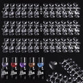 144Pcs Heart Fake Nail Display Tips False Nail Color Display Tips Clear Nail Art Collection Chart Nail Polish Color Card Nail Art Tool for Nail Swatches Training Practicing Sample