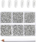 Beadsland 7200pcs Flatback Rhinestones,Silver Rhinestone Nail Gems Round Crystal Rhinestones for Crafts,Mixed 6 Sizes with Wax Pencil Kit, SS3-SS10,Silver Hematite