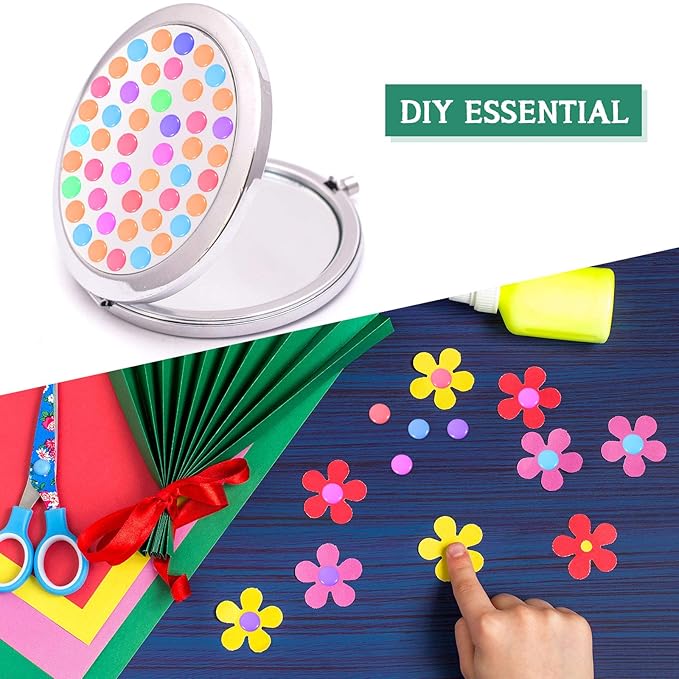 Maitys 480 Tips Round False Nail Display Tips Clear Nail Color Display Chart Card Sticks with Adhesive Sticker for Bottles Colorful Polish DIY Training Practicing Displaying