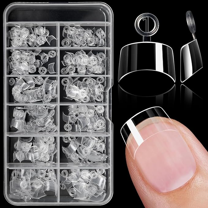 240pc Square Gel Nail Tips Short Fake Nails for Press on Nails Clear Acrylic Nails Tips, 12 Sizes Half Cover Nail tips Square Soft Gel Nail Tips False Nails Extension Artificial Fingernail