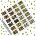 10000 Pieces Rhinestones 6 Sizes Round Crystal Glass Flat Back Rhinestones with 1Tweezers and 1Picking Pen for Nail Art Crafts Clothes Bags DIY (Olivine)