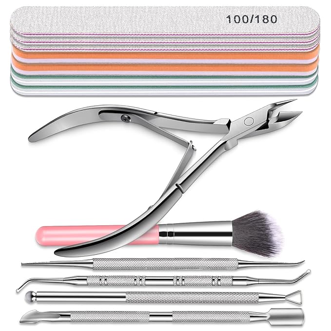Nail File and Buffer, TsMADDTs Manicure and Pedicure Tool Kit with Files and Buffers Block Set, Polish Buffer, Cuticle Pusher, Cuticle Nipper, Peeler, File Lifters for Toenail,13 pcs Nail Care Kit