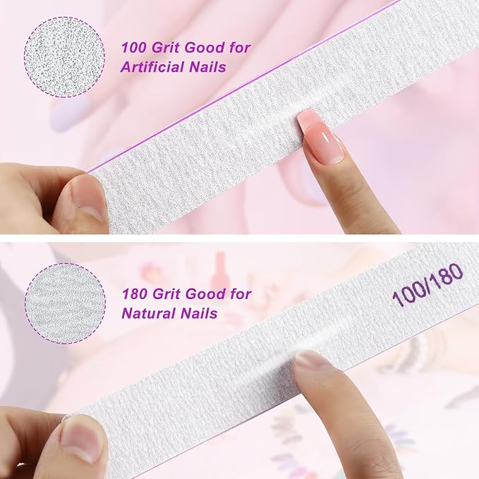 Nail Files (18 Pack), 100/180 Grit Double Sided Emery Boards for Natural & Acrylic Nails, Reusable Manicure for Women & Men, Professional Fingernail Filer & Lima de Uñas for Salon & Home Use