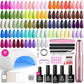 Beetles 55Pcs Gel Nail Polish Kit with U V Light and Nail Drill - 32 Color Gel Nails Kit Fun Camp Professional Manicure Set with Everything and Base Top Coat Home Salon Gifts for Teens Girls Women