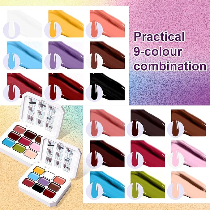 Gradient Painting Gel Set, 18 Pink Black&White Ombre Gel Nail Polish Pigment Pat Nail Long-lasting Silky Texture Highly Saturated French Manicure Soak of UV/Led Home Salon DIY Art M&K