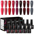 MEET ACROSS 9 Colors Gel Nail Polish + 3PCS Function Gel Nail Polish Kit,Fashion Nail Art Set Design Gifts for Women Manicure Salon (SET1, 12pcs)
