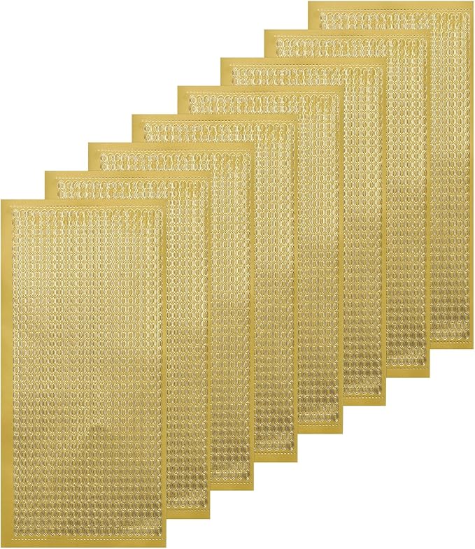 MECCANIXITY 8 Sheets Nail Gold Glitter Art Stickers Decals 3D Chains Line Metallic Sticker Holographic Self Adhesive for Nail Scrapbook DIY Decoration