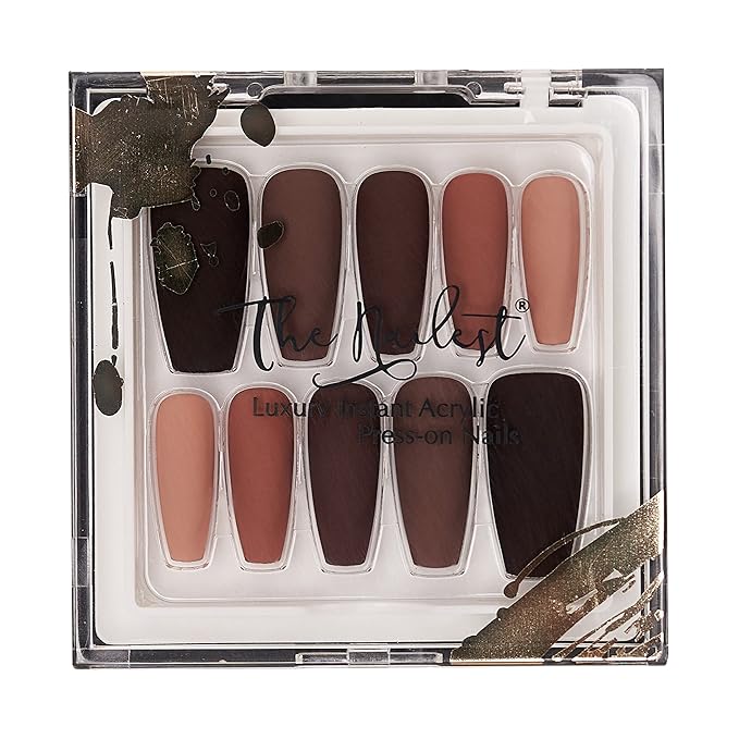 The Nailest - Instant Luxury Acrylic Press-on Nails - Medium Coffin- Earthy Multiplayer