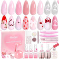 Beetles Builder Gel Nail Kit with MINI Nail Lamp-Blush Charm Valentine's Edition Nail Thickening Strengthening Building Apex for Beginner DIY Salon at Home with Base & Top Coat,Pink Builder Nail Gel