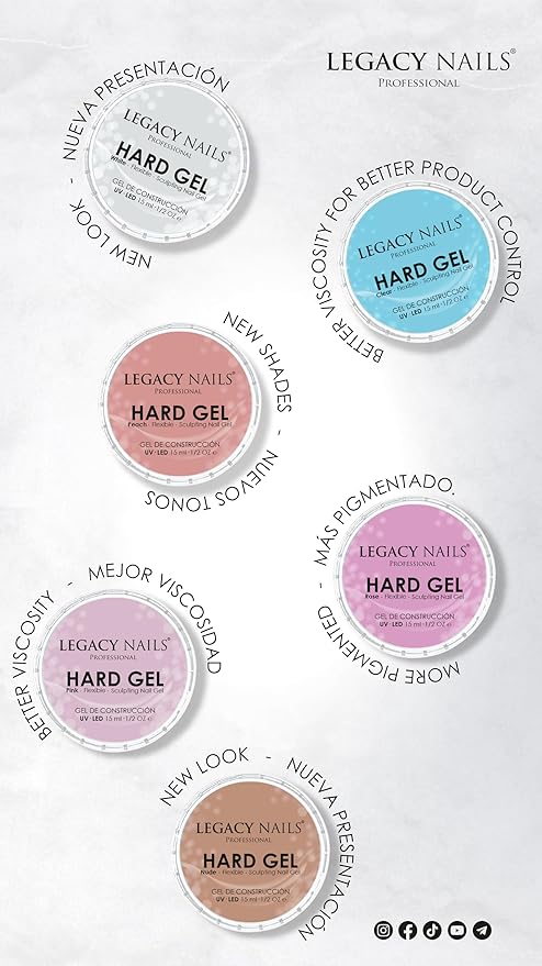 Legacy Nails Hard Builder Gel - Sculpt And Build Nail Extensions - Improve Damaged or Weak Nails - Lightweight, Strong and Long-wear - Professional Quality (Pink)