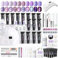SAVILAND Poly Gel Nail Kit for Starter: 15 Colors Poly Gel Purple Cat Eye with U V Light for fast Curing, 28 Day Long Wear Poly Extension Gel Kit with Slip Solution for Dance Party Nail Art DIY