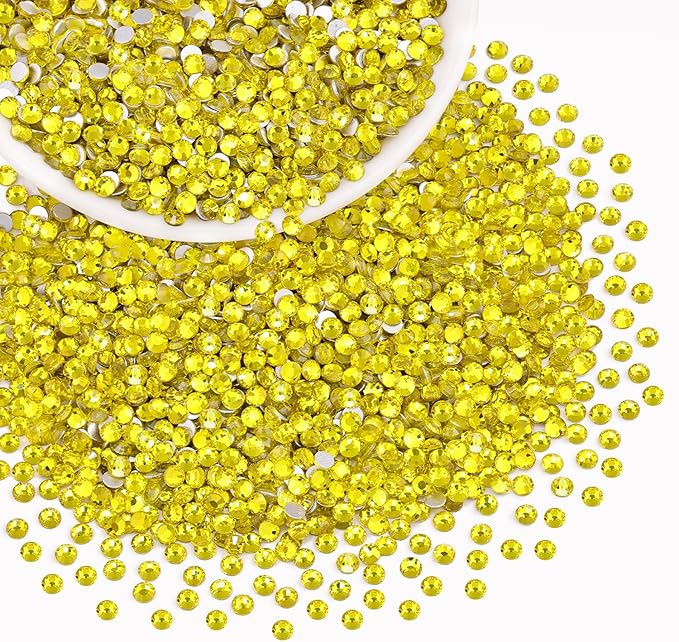 2500PCS SS10/2.8mm Crystal Rhinestones (Lemon Yellow), Bedazzling Flatback Glass Rhinestones for Crafting, Gems Diomand Charms for Tumbler Shoes Clothing Nail Art