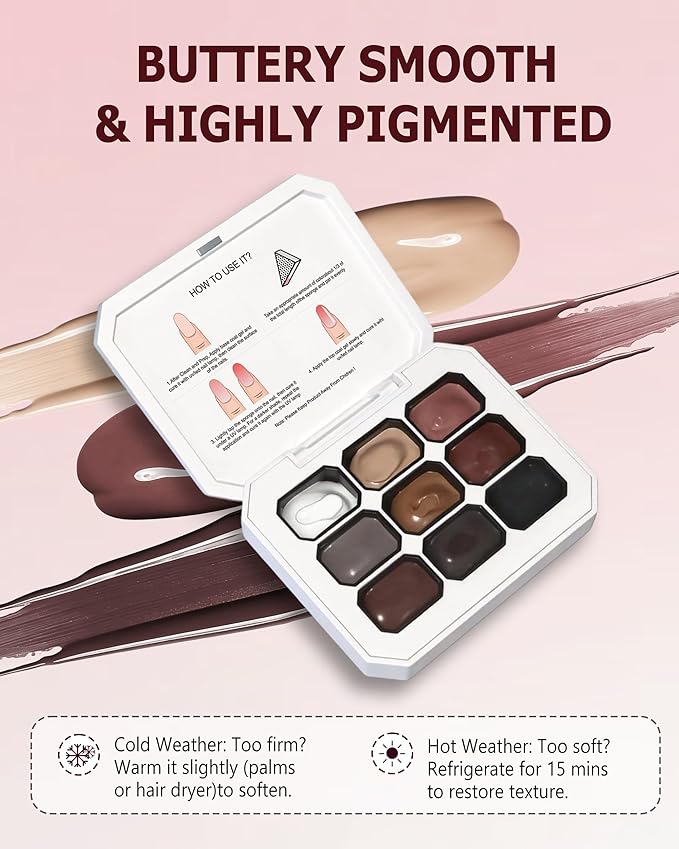 9 Colors Gradient Blooming Gel Nail Polish Palette, Aura Nail Art Kit for Blush Nails, Solid Creamy Gel for Ombre Nails, Sponge Patting Painting Gel, UV/LED Cured Nail Art Set for Beginners