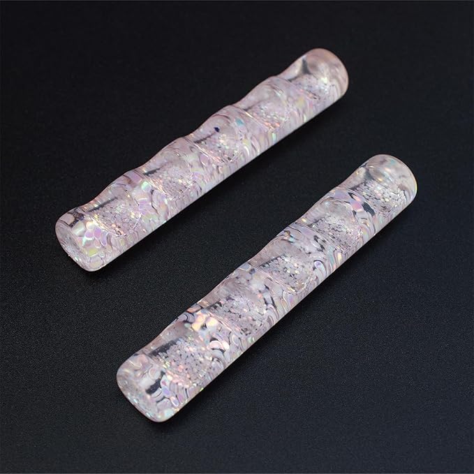 Acrylic Nail Art Brush Holder Stand - 5 Grids Crystal Clear Nail Brush Organizer, Perfect for Manicure and DIY Nail Art Pens, Brushes, and Tools (Pink+Gitter)